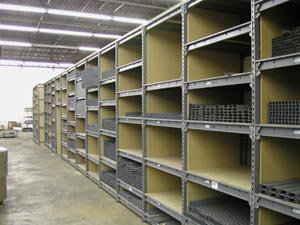 Steel Shelving Inventory Area